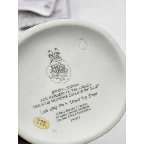 Precious Moments Figurine Lord Keep Me In Teepee Top Shape 1991 Vintage Box Tag - Picture 5 of 11